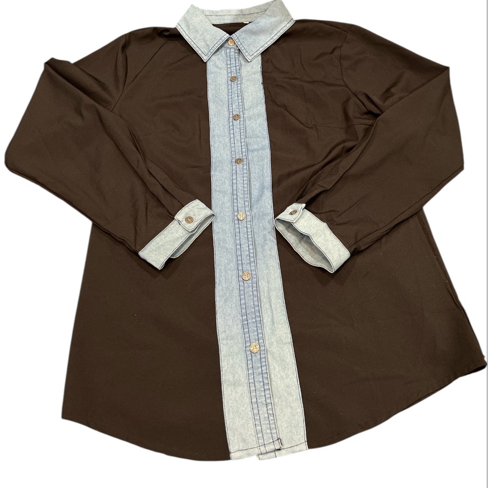Women’s Black and Denim Button-Up Shirt size XL
